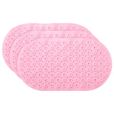 Kuber Industries Bath Mat | PVC Bathroom Mat | Shower Bath Mat | Floor Tub Mat | Bathroom Oval Mud Mat | Anti-Skid Shower Bathroom Mat | Q-02D |Pack of 3| Pink